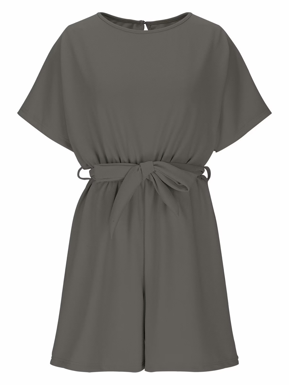 NWT SIZE L Tie-Waist Short Sleeve Romper in Charcoal